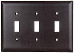 Pass & Seymour - 3 Gang, 4-1/2 Inch Long x 6.563 Inch Wide, Standard Switch Plate - Toggle Switch, Brown, Nylon - Best Tool & Supply