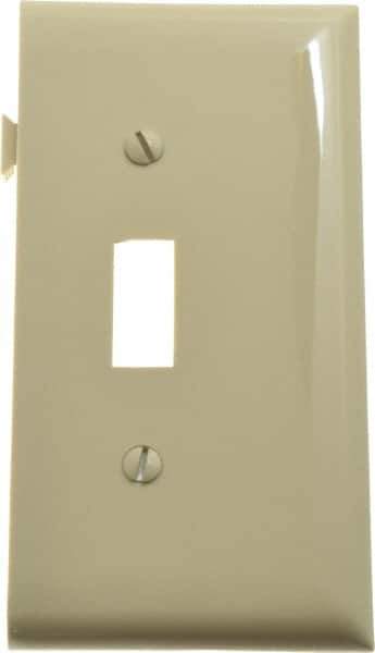 Pass & Seymour - 1 Gang, 4.9062 Inch Long x 2.4687 Inch Wide, Sectional Switch Plate - Toggle Switch End Panel, Ivory, Nylon - Best Tool & Supply