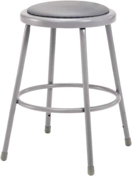 NPS - 24 Inch High, Stationary Fixed Height Stool - 15 Inch Deep x 15 Inch Wide, Vinyl Seat, Grey - Best Tool & Supply