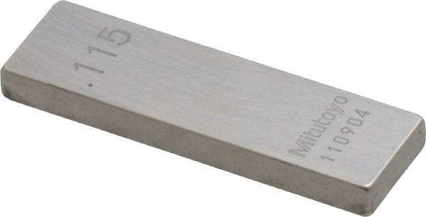 Mitutoyo - 0.115" Rectangular Steel Gage Block - Accuracy Grade 0, Includes Certificate of Inspection - Best Tool & Supply