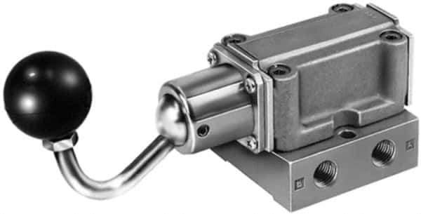 Parker - 3/8" NPT Mechanically Operated Air Valve - 4-Way, 3 Position, Hand Toggle-Locking, 1.5 CV Rate, 150 Max psi & 160°F Max Temp - Best Tool & Supply