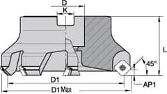 Kennametal - 5 Inserts, 2" Cut Diam, 3/4" Arbor Diam, 0.258" Max Depth of Cut, Indexable Square-Shoulder Face Mill - 0/90° Lead Angle, 1-3/4" High, SPCT 3125.. Insert Compatibility, Series KSSM - Best Tool & Supply