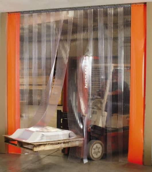 Aleco - 4' Door Width x 8' Door Height PVC Strip Door Kit - 8" Strip Width x 0.08" Strip Thickness, Clear Smooth, 50% Overlap - Best Tool & Supply