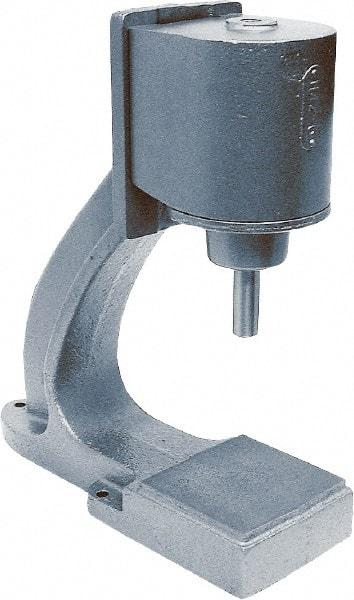 Mead - 1-1/4" Ram, 8-9/16" Throat Depth, 1-3/4 Ton Pneumatic Arbor Press - 9-15/16" Max Work Height x 8" Max Work Width, 6" Base Width x 19-1/2" Base Depth - Best Tool & Supply