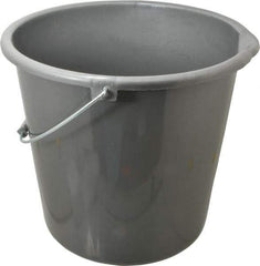 PRO-SOURCE - 10 Qt, Plastic Round Gray Single Pail with Pour Spout - Handle Included - Best Tool & Supply