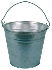 PRO-SOURCE - 12 Qt, 10-3/4" High, Galvanized Steel Round Gray Single Pail - Handle Included, 12-1/4" Top Diam - Best Tool & Supply