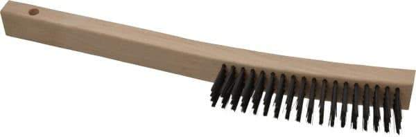 Made in USA - 4 Rows x 19 Columns Wire Scratch Brush - 6-1/4" Brush Length, 13-3/4" OAL, 1-3/16" Trim Length, Wood Toothbrush Handle - Best Tool & Supply