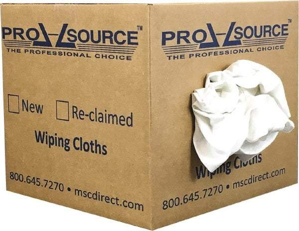 PRO-SOURCE - Virgin Cotton T-Shirt Rag - Lint-Free, White, 3 to 4 Pieces per Lb, Comes in Box - Best Tool & Supply