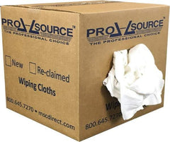 PRO-SOURCE - Reclaimed Cotton T-Shirt Rag - Low Lint, White, 3 to 4 Pieces per Lb, Comes in Box - Best Tool & Supply