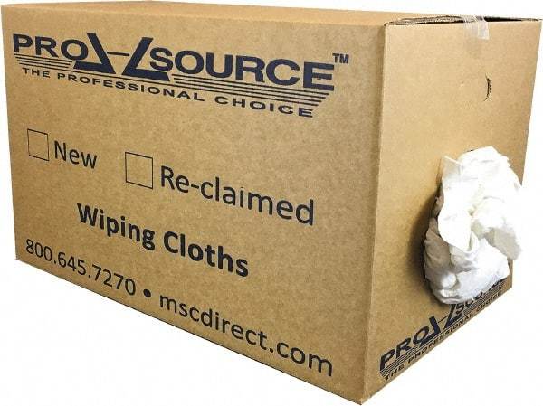 PRO-SOURCE - Reclaimed Cotton T-Shirt Rag - Low Lint, White, 3 to 4 Pieces per Lb, Comes in Box - Best Tool & Supply