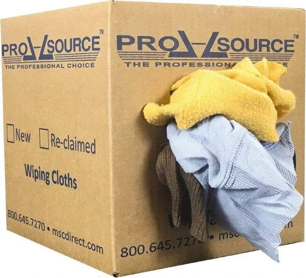 PRO-SOURCE - Reclaimed Rags - Assorted Colors, Fleece and Sweatshirt, Low Lint, Box - Best Tool & Supply