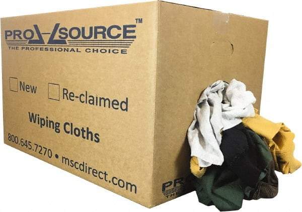 PRO-SOURCE - Reclaimed Rags - Assorted Colors, Fleece and Sweatshirt, Low Lint, Box - Best Tool & Supply