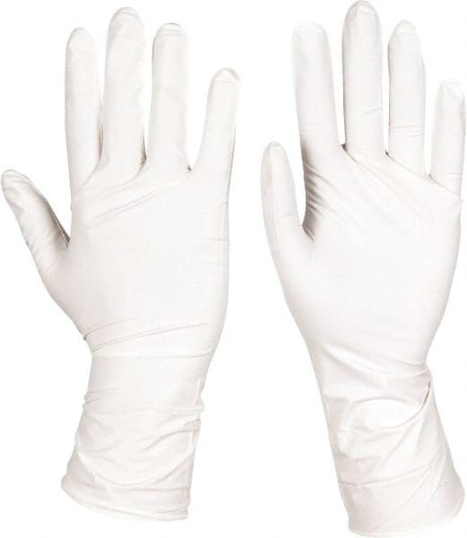 Disposable Gloves: Size Medium, 4 mil, Nitrile White, 12″ Length