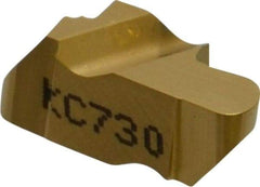 Kennametal - 2047NR Grade KC730, 2.39mm Cutting Width Carbide Grooving Insert - 2.79mm Max Depth of Cut, Left Hand, 1.19mm Corner Radius, TiN Finish - Best Tool & Supply