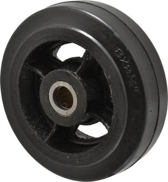 Fairbanks - 8 Inch Diameter x 2-1/2 Inch Wide, Rubber Caster Wheel - 1,300 Lb. Capacity, 2-3/4 Inch Hub Length, 1 Inch Axle Diameter, Roller Bearing - Best Tool & Supply