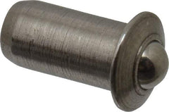 Vlier - 1/4" Body Length x 1/8" Body Diam, 0.75 Lb Init to 2.5 Lb Final End Force, Stainless Steel Press Fit Ball Plunger - 3/32" Ball Diam, 0.035" Max Ball Reach, 0.032" Flange Thickness - Best Tool & Supply