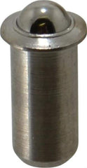 Vlier - 0.394" Body Length x 3/16" Body Diam, 1 Lb Init to 2.5 Lb Final End Force, Stainless Steel Press Fit Ball Plunger - 5/32" Ball Diam, 0.058" Max Ball Reach, 0.04" Flange Thickness - Best Tool & Supply