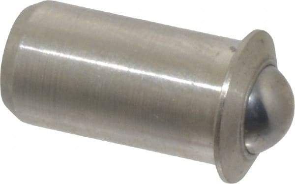 Vlier - 0.0471" Body Length x 1/4" Body Diam, 1.5 Lb Init to 3.5 Lb Final End Force, Stainless Steel Press Fit Ball Plunger - 3/16" Ball Diam, 0.07" Max Ball Reach, 0.045" Flange Thickness - Best Tool & Supply