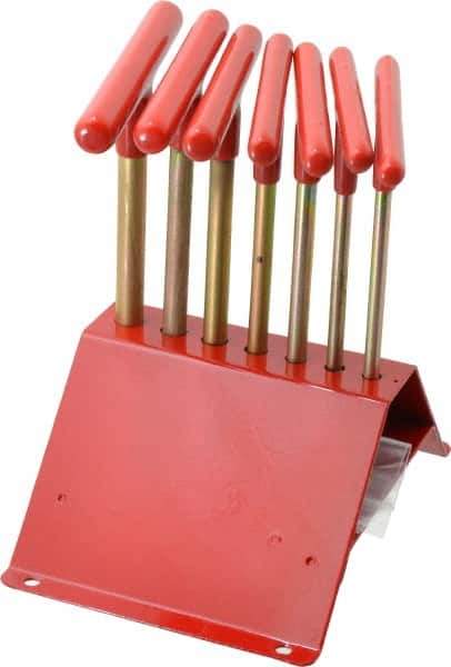 Made in USA - 7 Piece T-Handle Hex Key Set - Hex Range 7/64 to 1/4", 7" OAL, Chromalloy Steel - Best Tool & Supply