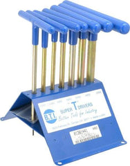 Made in USA - 7 Piece T-Handle Hex Key Set - Hex Range 2 to 8mm, 7" OAL, Chromalloy Steel - Best Tool & Supply