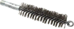 Schaefer Brush - 4-1/2" Brush Length, 1-1/4" Diam, Double Stem, Double Spiral Tube Brush - 7-1/4" Long, Stainless Steel, 1/4" NPSM Male Connection - Best Tool & Supply