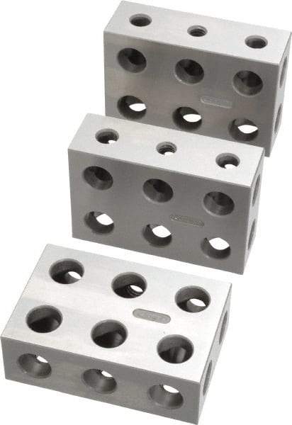 SPI - 0.0001 Squareness Per Inch, Hardened Steel, 1-2-3 Block Setup Block - 0.0002 Inch Overall Tolerance, 5/16 - 18 Inch Tapped Hole Size, 55-60 Rc Hardness, Sold As Matched Set of 3 - Best Tool & Supply