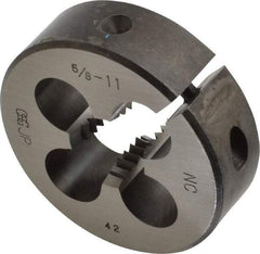 OSG - 5/8-11 UNC Thread, 2" Outside Diam High Speed Steel Round Die - 5/8" Thick, Right Hand Thread, Adjustable - Exact Industrial Supply