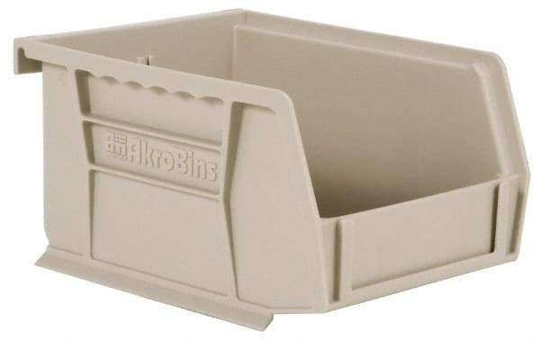 Akro-Mils - 10 Lb. Load Capacity, 7-3/8" Deep, Gray Polymer Hopper Stacking Bin - 3" High x 4-1/8" Wide x 7-3/8" Long - Best Tool & Supply