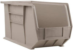 Akro-Mils - 60 Lb. Load Capacity, 18" Deep, Gray Polymer Hopper Stacking Bin - 9" High x 8-1/4" Wide x 18" Long - Best Tool & Supply