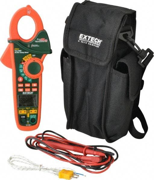 Extech - EX623, CAT III, Digital True RMS Auto Ranging Clamp Meter with 1-1/4" Clamp On Jaws - 600 VAC/VDC, 400 AC/DC Amps, Measures Voltage, Capacitance, Current, Frequency, Resistance, Temperature - Best Tool & Supply