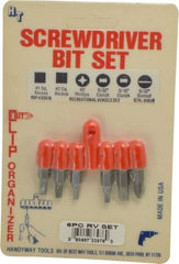 Value Collection - 6 Piece, Screwdriver Bit Set - Phillips, Slotted, Square, Clutch - Best Tool & Supply