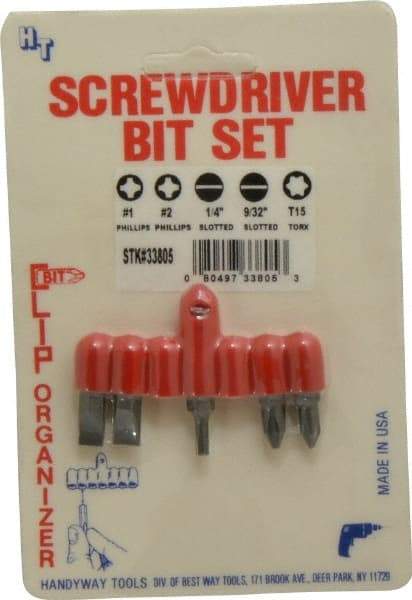 Value Collection - 5 Piece, Screwdriver Bit Set - Automotive & Home Set - Best Tool & Supply