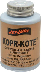 Jet-Lube - 0.25 Lb Can High Temperature Anti-Seize Lubricant - Copper/Graphite, -65 to 1,800°F, Copper/Bronze, Food Grade, Water Resistant - Best Tool & Supply