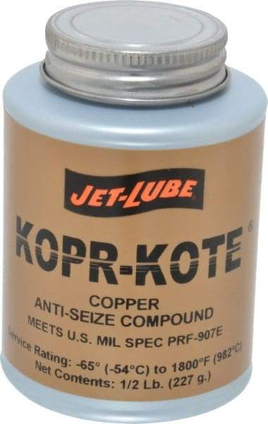 Jet-Lube - 0.5 Lb Can High Temperature Anti-Seize Lubricant - Copper/Graphite, -65 to 1,800°F, Copper/Bronze, Food Grade, Water Resistant - Best Tool & Supply