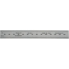 PEC Tools - 150mm Long, 0.5, 1mm Graduation, Rigid Steel Rule - Metric Graduation Style, 3/4" Wide, Silver, Satin Chrome Finish - Best Tool & Supply