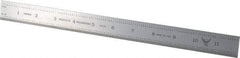 PEC Tools - 12" Long, 1/100, 1/10" and 0.5, 1mm Graduation, Rigid Steel Rule - Decimal/Metric Graduation Style, 1" Wide, Silver, Satin Chrome Finish - Best Tool & Supply