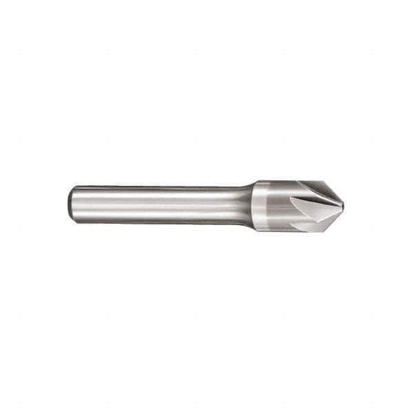 SGS - 1/8" Head Diam, 1/8" Shank Diam, 6 Flute 82° Solid Carbide Countersink - Bright Finish, 1-1/2" OAL, Single End, Straight Shank, Right Hand Cut - Best Tool & Supply