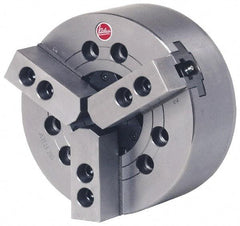 Atlas Workholding - 3 Jaws, 10" Chuck Diam, A2-6 Mount, 2.952" Through Hole, Drawbar, Hydraulic Power Lathe Chuck - 24,420 Lb Force per Jaw, 1.5mm x 60 Serrated Jaw Interface, 1.22" to 10" Jaw Capacity, 4,200 RPM - Best Tool & Supply