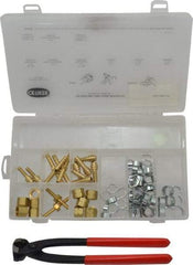 Oetiker - 81 Piece, 1/2 to 9/16" Diam, Welding Hose Clamp Repair Kit - Hose Clamps, Brass Fittings & Pincers - Best Tool & Supply