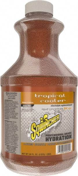 Sqwincher - 64 oz Bottle Tropical Cooler Activity Drink - Liquid Concentrate, Yields 5 Gal - Best Tool & Supply