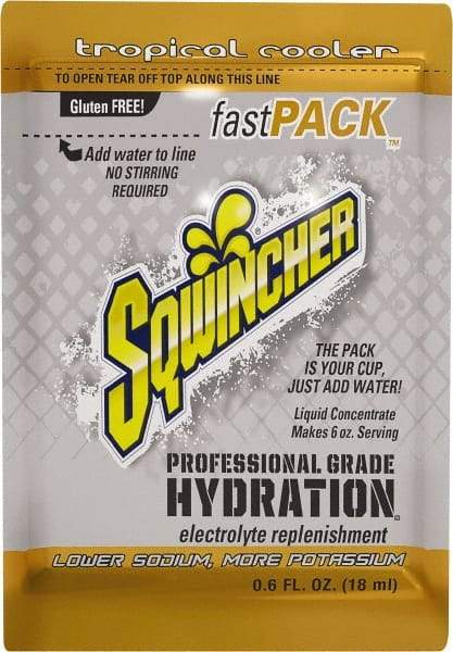 Sqwincher - 0.6 oz Pack Tropical Cooler Activity Drink - Liquid Concentrate, Yields 6 oz - Best Tool & Supply