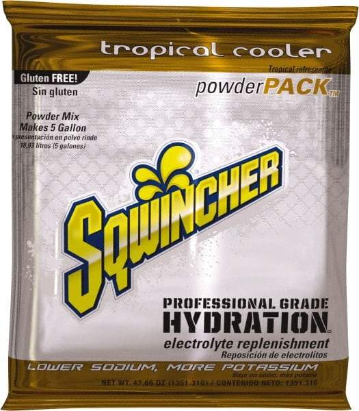 Sqwincher - 47.66 oz Pack Tropical Cooler Activity Drink - Powdered, Yields 5 Gal - Best Tool & Supply