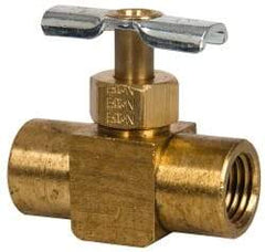 Eaton - 150 Max psi, 1/4" Pipe, Brass, Inline Instrumentation Needle Valve - FNPT x FNPT End Connections - Best Tool & Supply