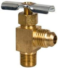 Eaton - 150 Max psi, 1/4 x 1/8" Pipe, Brass, Flare Angled Instrumentation Needle Valve - Flare x MNPT End Connections - Best Tool & Supply