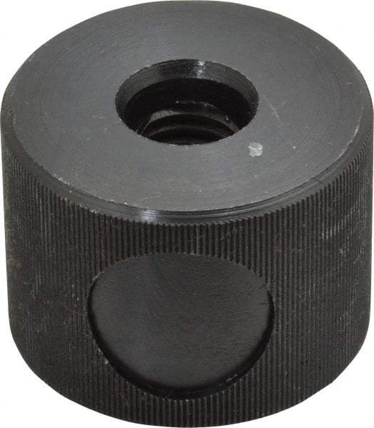 Morton Machine Works - 1/2-13" UNC Thread, Black Oxide Finish, Steel Round Knurled Push Button Thumb Nut - 1-1/8" Overall Height, 1-1/2" Head Diam - Best Tool & Supply