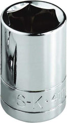 SK - 9/16", 1/4" Drive, Standard Hand Socket - 6 Points, Steel, Chrome Finish - Best Tool & Supply