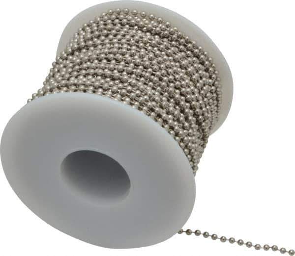 Made in USA - Number 3 Trade Size Steel Ball Chain - 0.095 Inch Ball Diameter, 12 Lbs. Tensile Strength, 100 Ft. Long , 94 Balls per Foot - Best Tool & Supply