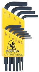 Bondhus - 10 Piece L-Key Hex Key Set - Hex Range 1/16 to 1/4" - Best Tool & Supply