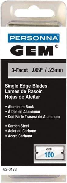 GEM - 100 Piece Steel Single Edge Blade - 1-1/2" OAL, 0.009" Blade Thickness - Best Tool & Supply