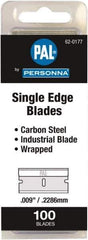 Personna - 100 Piece Steel Single Edge Blade - 1-1/2" OAL, 0.009" Blade Thickness - Best Tool & Supply